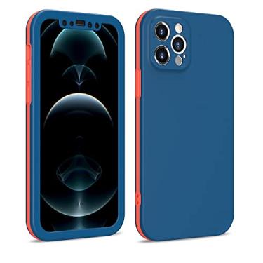 Imagem de Capa protetora de telefone de cobertura completa para iphone 13 12 mini 11 pro xs max x xr 6 7 8 plus se 2020 capa de silicone macio à prova de choque, azul, para iphone 11pro max