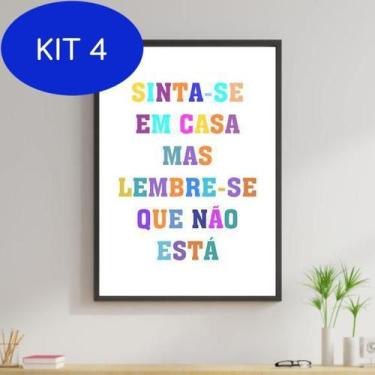 Imagem de Kit 4 Quadro Decorativo Sinta-Se Em Casa - Colorido 34X23cm - Quadros