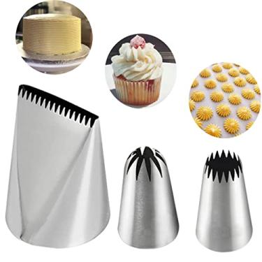 Imagem de Grandes pontas para decoração de bolos, pontas de cobertura extra grandes com ponta de bolo de gelo, ponta de confeitaria de Churro e ponta de pastelaria estrela fechada, sem costura