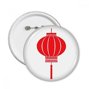 Imagem de Emblema de botão redondo com padrão de lanterna chinesa tradicional vermelha 5 peças