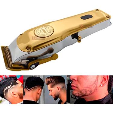 Imagem de Kit Maquina Cortador De Cabelo Barba Apara Tosa Dourado Bivolt