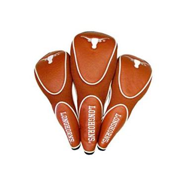 Imagem de Team Golf Capas de cabeça NCAA Texas Longhorns Contour Golf Club (3 unidades) numeradas 1, 3 e X, serve para motoristas de grandes dimensões, clubes de utilidade, resgate e Fairway, forrado com veludo para proteção extra do clube