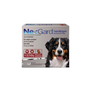 Imagem de Antipulgas e Carrapatos NexGard 136mg para Cães 25,1 a 50 kg - 03 Tabletes