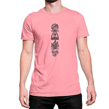 Imagem de Camiseta Avatar Símbolos Fogo Àgua Terra Cor:Rosa;Tamanho:M