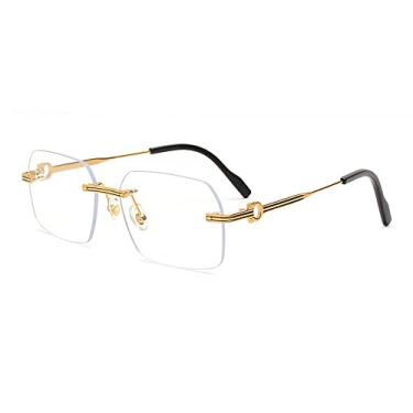 Imagem de Óculos de Sol Masculino Sem Aro Retângulo Preto Retrô Quadrado Óculos de Sol Masculino Gafas De Sol,C06,Tamanho único