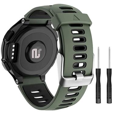 Imagem de Pulseiras NSmart compatível com Smartwatch Garmin Forerunner modelos 230 235 220 620 630 735 735XT - Nandos-Store (com chave para troca) (Verde militar com preto)