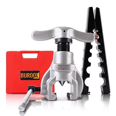 Imagem de KOOPOOL Kit de ferramentas de alargamento excêntrico com 7 matrizes, tamanhos (3/16-3/4") Conjunto de ferramentas de alargamento de cone excêntrico de ângulo de 45 graus para linha de freio, sistema