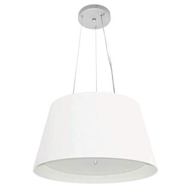 Imagem de Lustre Pendente Cone Cúpula Duplo Tecido 21/40x30 cm, Vivare Iluminação, Pendente4119 BRBR, Branco, Médio