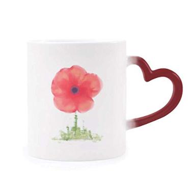 Imagem de Caneca Red Flower Corn Art Aquarela sensível ao calor Caneca vermelha muda de cor