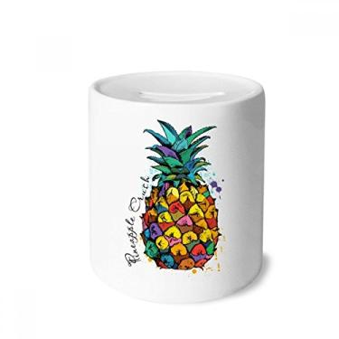 Imagem de DIYthinker Porta-moedas de cerâmica com abacaxi e frutas tropicais de cor forte, presente de cofrinho