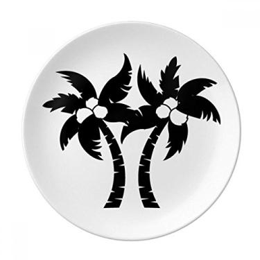 Imagem de Prato de contorno de planta de coqueiro preto decorativo de porcelana Salver louças de jantar