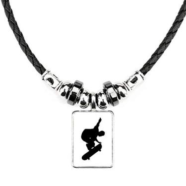 Imagem de DIYthinker Colar com pingente de corda de couro para jogador de skate e bijuteria