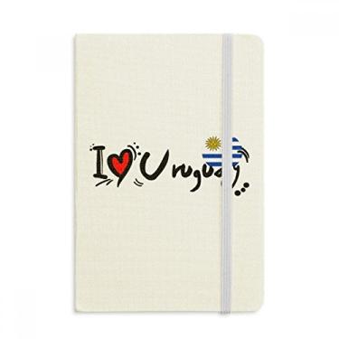 Imagem de Caderno de ilustração de coração I Love Uruguay com estampa de palavra Love Heart Official Fabric Hard Cover Classic Journal Diary