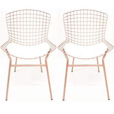 Imagem de Kit 2 Cadeiras BERTÓIA cor Rosê assento branco tubular - Poltronas do Sul