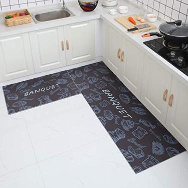 Imagem de Jun Jiale Tapete de cozinha de qualidade premium, base de borracha antiderrapante durável, tapete lavável (61 x 89 cm + 61 x 180 cm) Muito bom dia