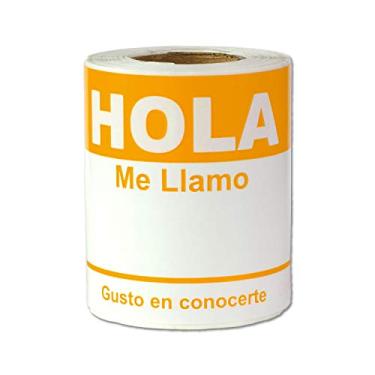 Imagem de Adesivos adesivos Pulgadas Hola me Llamo Etiquetas 2-5/16 x 4 (100 por rolo, Naranjado)