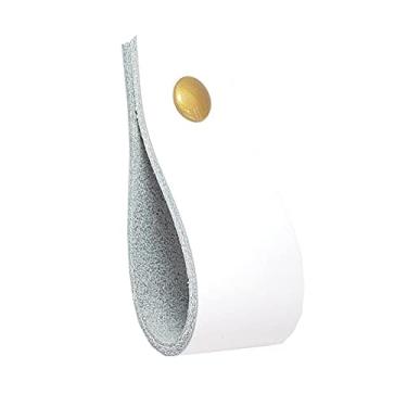 Imagem de Puxador Doko Parafuso - Couro Legítimo Branco - Parafuso Dourado