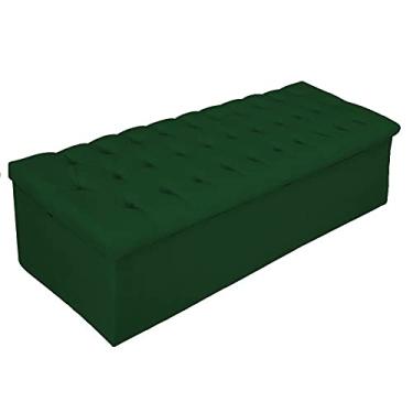 Imagem de Calçadeira Recamier Estofada Baú Mel Capitonê 140 cm Suede Verde Quarto - AM Decor