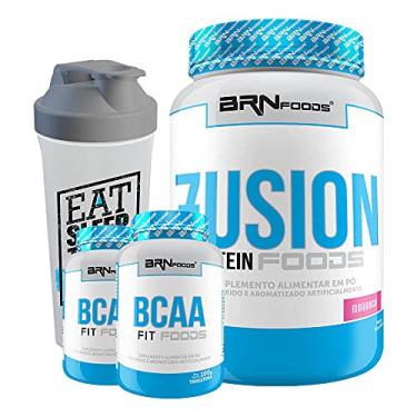Imagem de Kit Fusion 900g Morango + 2x BCAA 100g Tan + Coqueteleira 600ml – BRNFOODS