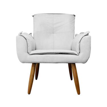 Imagem de Poltrona Decorativa Estofada Para Salão de Beleza Emília Plus Suede Branco - LM DECOR