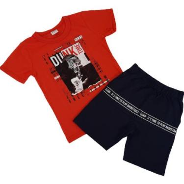 Imagem de Conjunto Infantil Menino Verão Camiseta Bermuda Elian Estampado Mascul
