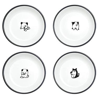 Imagem de SOCOSY - Pratos de Cerâmica para Temperos de Cachorro, Pratos de Sushi, Aperitivos, Pratos de Saquinhos de Chá, Pratos para Cozinha 12,7 cm (Cão)