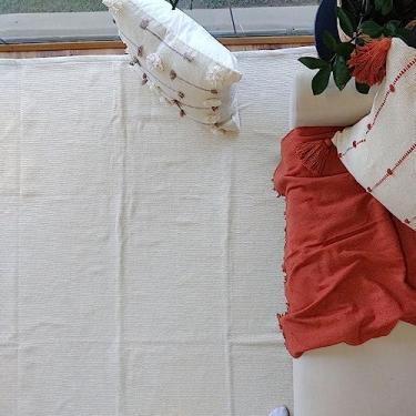 Imagem de Tapete Artesanal Algodão Sala Quarto Slim Branco Cru 1,50 x 2,00