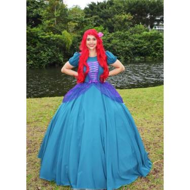 Fantasia Sereia Adulta Ariel Disney Super Luxo Com Cauda