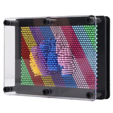 Imagem de Brinquedo de arte de pinos, estimula a criatividade de plástico médio 3D arte decoração Pin Art Board Toy para meninos meninas para escola (fundo preto)