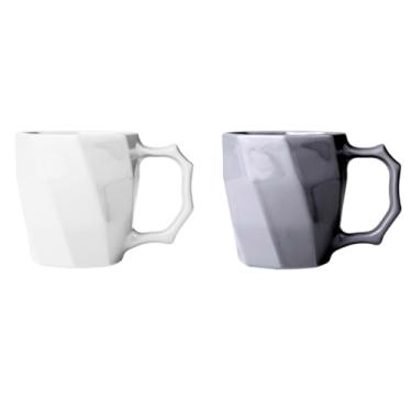 Imagem de Caneca Porcelana Cerâmica Louça lisa 260 ml Para Café Leite Chá Cores Variadas - Kit 2 unidades (Canecas Branco/Cinza)