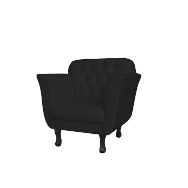 Imagem de Poltrona Decorativa Dália Suede Preto Pés Madeira Mz Decor