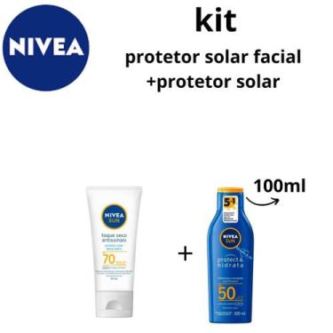 Imagem de Kit Nivea Protetor Solar Facial 40ml Fps70+Protetor Solar 100ml Fps 50