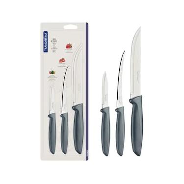 Imagem de Conjunto de Facas Tramontina Plenus em Aço Inox - Cinza - 3 Peças