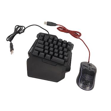 Imagem de Combo de teclado e mouse para jogos com uma mão, teclado e mouse RGB retroiluminado com função turbo compatível com PS3 PS4 PS5 Xbox 360 Xbox ONE Xbox Series X S