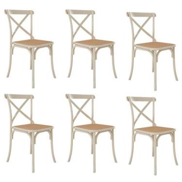 Imagem de Kit 6 Cadeiras Katrina X Off White Assento Bege Aço Asturias