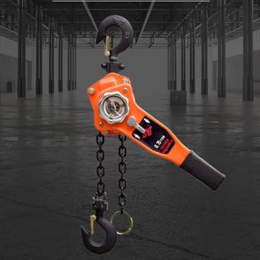 Imagem de Talha de corrente 2200Lbs/1Ton Talha de alavanca com gancho, bloco de polia de corrente manual, talha de equipamento, corrente G80, alça antiderrapante, para elevação e transporte-6m