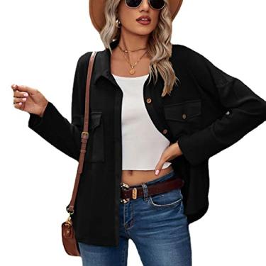 Imagem de Jaqueta Com Gola Virada para Baixo, Jaqueta Trespassada Com Bolso, Adequada para a Pele, Elegante, Macia, Cor Pura, Casual para Mulheres No Trabalho Diário (XL)