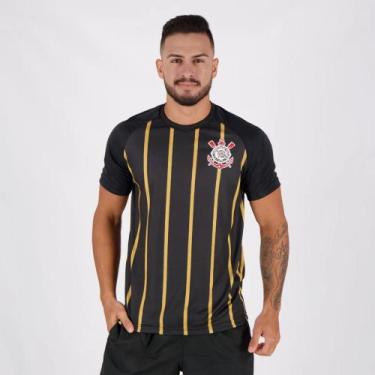 Imagem de Camisa Corinthians Golden Raglan Masculino - Preto+Dourado - Spr