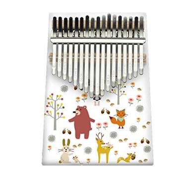 Imagem de Piano de polegar infantil para amantes de música, 17 teclas Kalimba portátil Mbira Sanza Piano de madeira de pinheiro, teclado de percussão de dedo marimba, (18 cm x 13 cm) pintura colorida - N