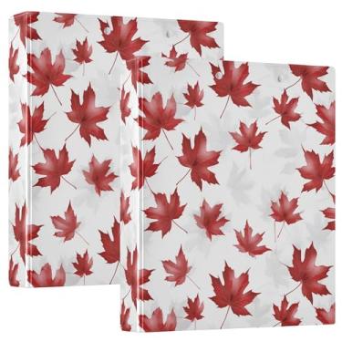 Imagem de Fichários de caderno com 3 anéis de folha de bordo vermelho canadense, fichários de caderno de 3,8 cm com prancheta, pacote com 1/2 fichário, material escolar, 200 folhas