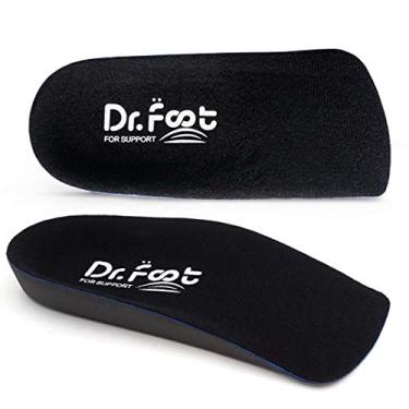 Imagem de Dr. Palmilhas 3/4 de comprimento ortopédico, autoadesivas, meia palmilha para pés chatos, fascite plantar, arcos caídos, pronação, esporas de calcanhar, fadiga dos pés, Preto, XL - Men's (11.5-13.5)
