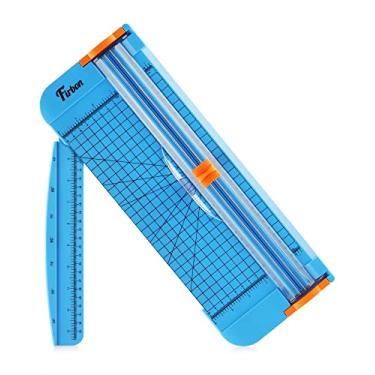 Imagem de Firbon Cortador de papel azul A4, aparador de papel reto de titânio de 30,5 cm com régua lateral para artesanato de scrapbooking, papel, cupom, etiqueta, cartolina