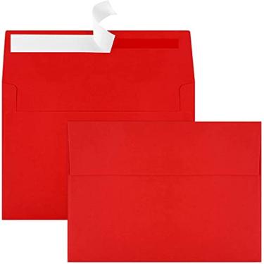 Imagem de Envelopes A4, envelopes A4 vermelhos, envelopes A4 10 x 15 cm para convites, envelopes autoadesivos para casamentos, chá de bebê, fotos, cartões postais, cartões de felicitações, correspondência
