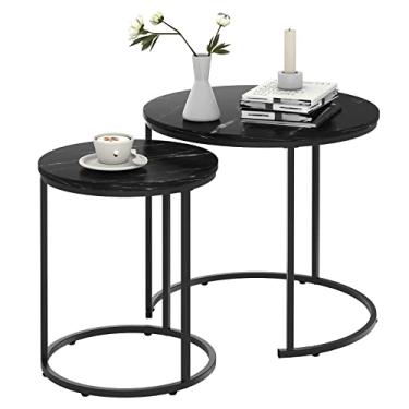 Imagem de Mesa de centro de mármore preto para pequenos lugares, 24 em 2, conjuntos de mesa de sofá lateral alta, mesa de cabeceira, móveis modernos, sala de estar, cabine, sala de jantar, Garden 4 you (mármore