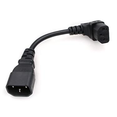 Imagem de Eonvic Cabo de extensão de fonte de alimentação C14 3 pinos macho para IEC 320 90 graus C13 3 pinos fêmea PDU para monitor LED HDTV montado na parede