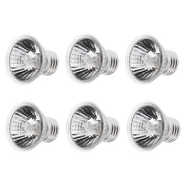 Imagem de JKLcom Luz UVA UVB para répteis 50W UVA + UVB, lâmpada de aquecimento UV de espectro completo para tartaruga, aquático, lagarto de répteis, base E27/E26, 110V, 50W, pacote com 6