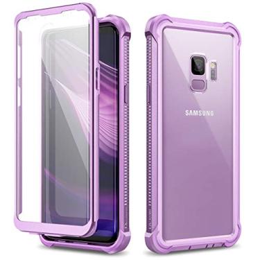 Imagem de Dexnor Capa para Galaxy S9 com protetor de tela transparente de grau militar resistente 360 à prova de choque capa traseira rígida Defender resistente para Samsung Galaxy S9 - roxa