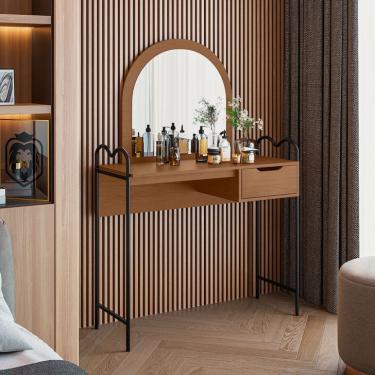 Imagem de Penteadeira com Espelho Oasis 1 Gaveta Preta e Nature