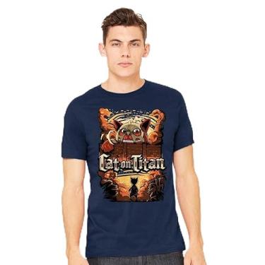 Imagem de TeeFury - Cat on Titan - Camiseta masculina animal, gato,, Turquesa, XXG