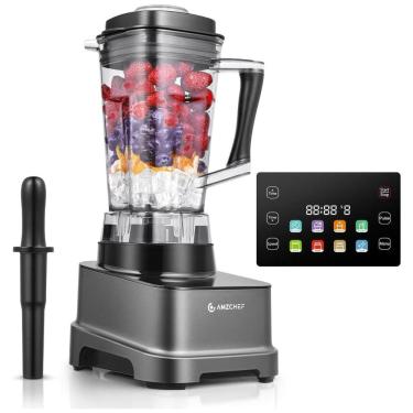 Imagem de Liquidificador Profissional 8 em 1, 2L com Painel LED, Temporizador, 8 Velocidades e Pulso, 110V 2000W, Amzchef, Prata